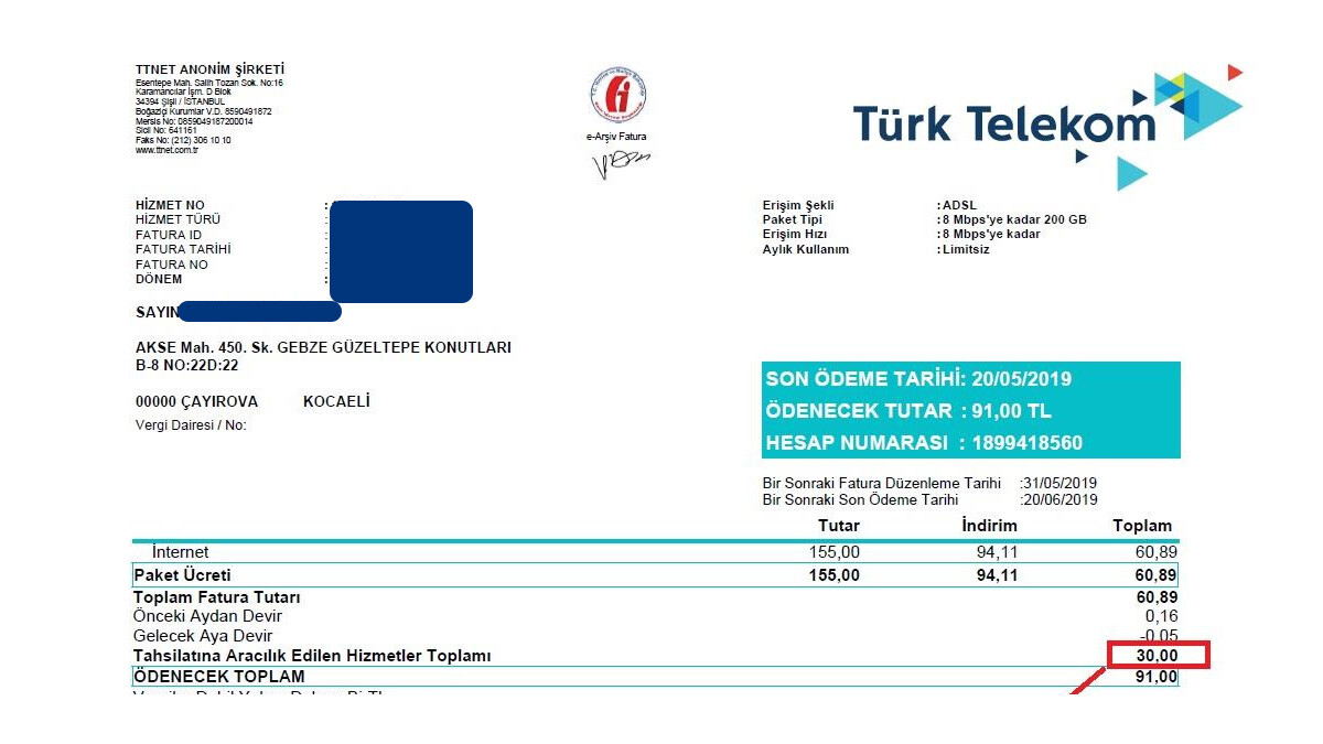 turk telekom fatura odeme tarihi gecerse ne olur kac gunde kapanir bildirimlerim